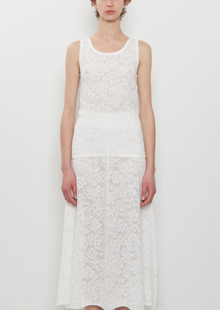 n°522 Boxer Lace Cotton Cashmere Top — Snow