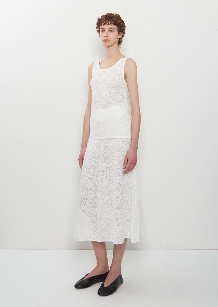 n°522 Boxer Lace Cotton Cashmere Top — Snow