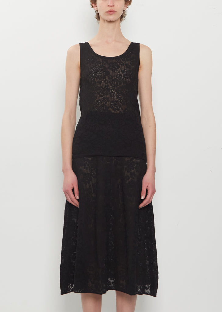 n°522 Boxer Lace Cotton Cashmere Top — Raven