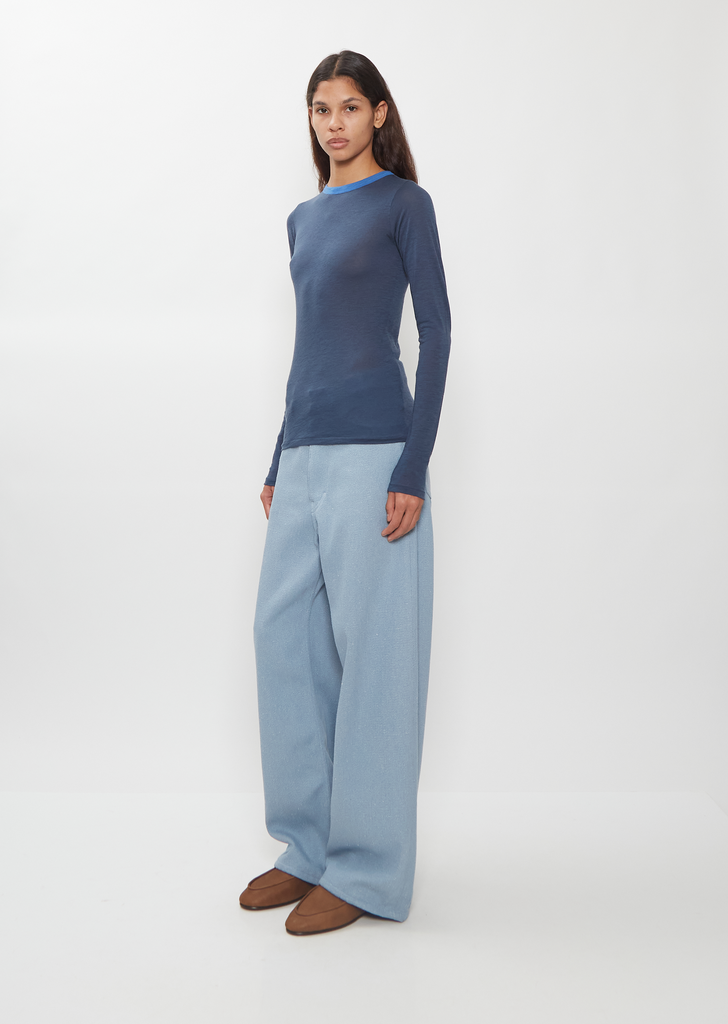 Fluffy Cashmere Nylon Jersey Long Sleeve Tee