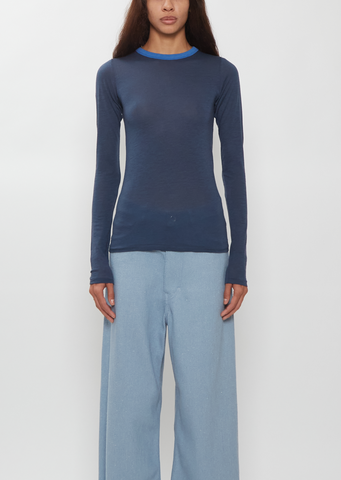 Fluffy Cashmere Nylon Jersey Long Sleeve Tee