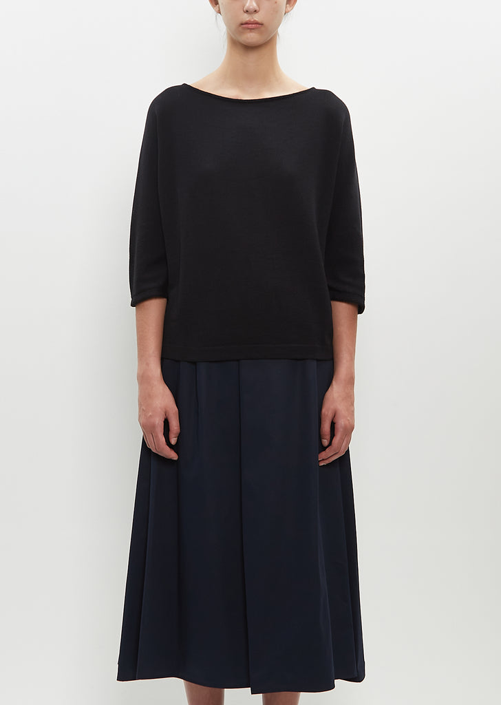 Merino Wool-Cotton Unita Boatneck Sweater — Black