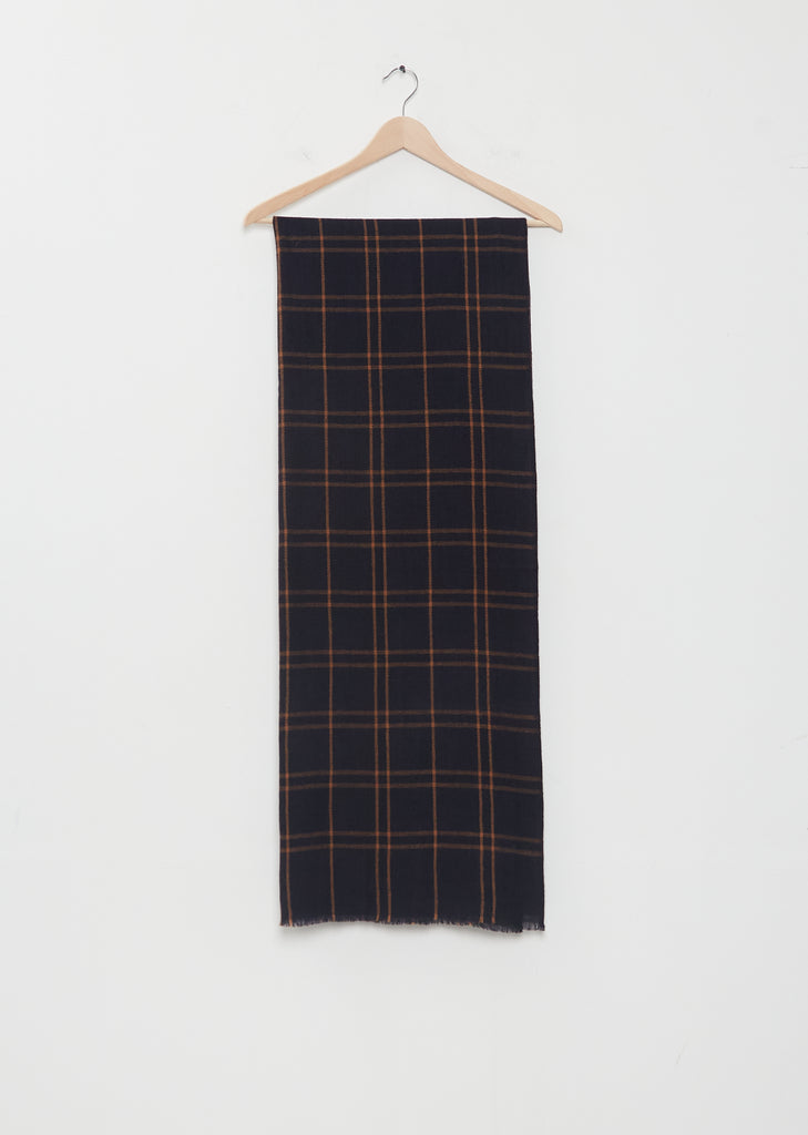 Abhaya Plaid Cashmere Stole — Midnight Blue