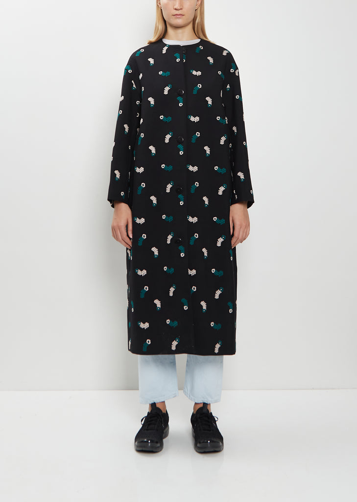 Petal Feather Wool Collarless Coat