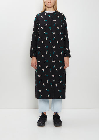 Petal Feather Wool Collarless Coat