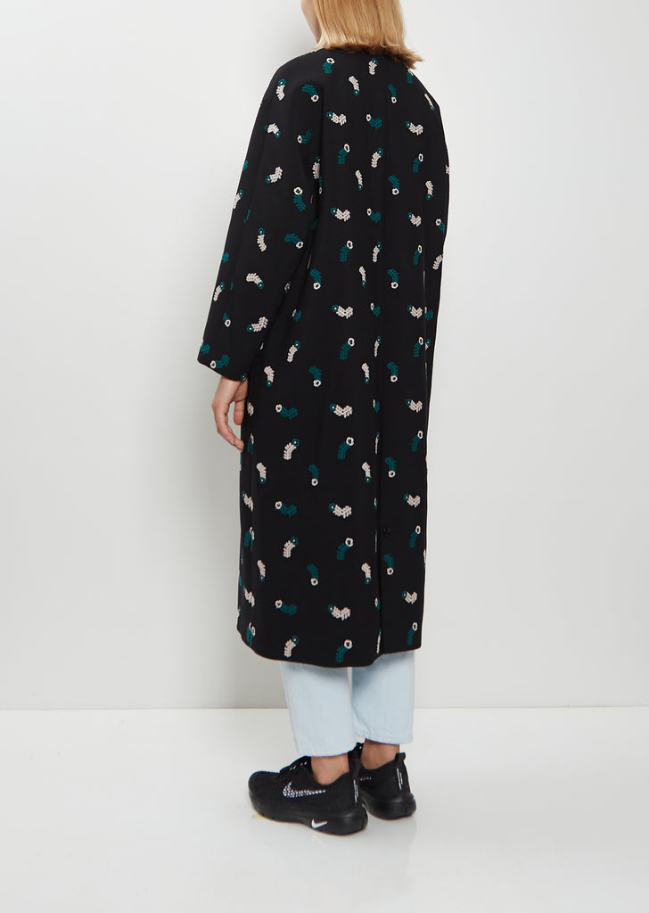 Petal Feather Wool Collarless Coat