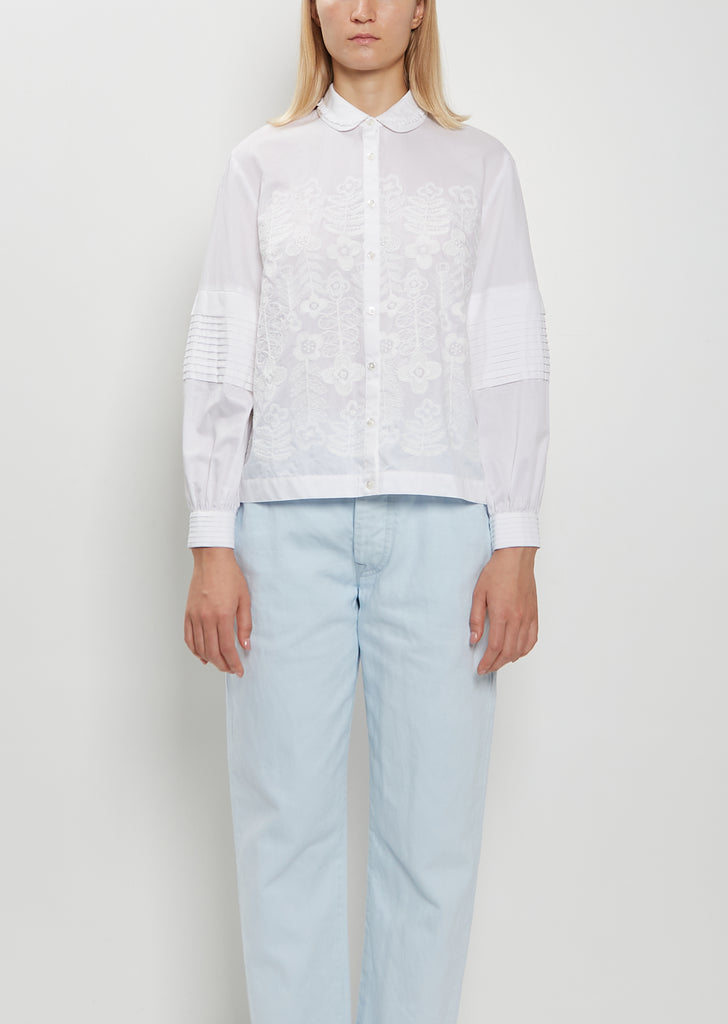 Swing Garden Embroidered Cotton Silk Shirt