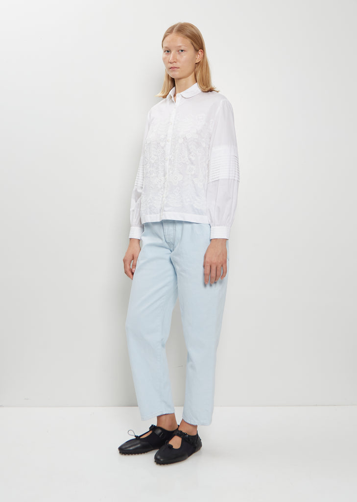 Swing Garden Embroidered Cotton Silk Shirt