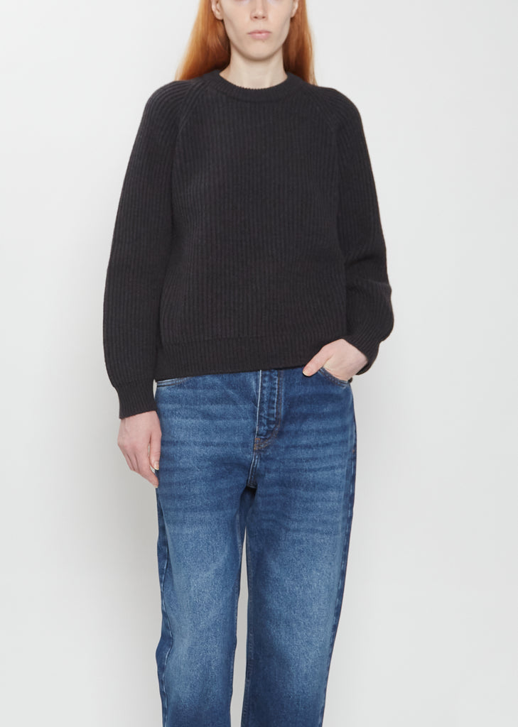 x La Garçonne Marin Fisherman Cashmere Sweater — Dark Grey