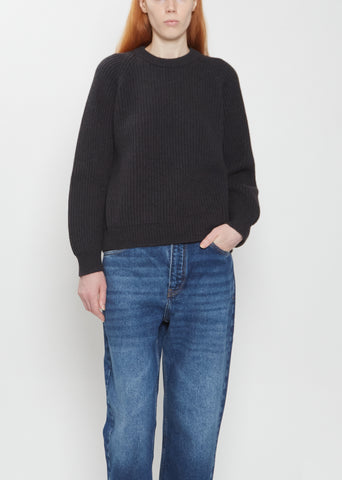 x La Garçonne Marin Fisherman Cashmere Sweater — Dark Grey