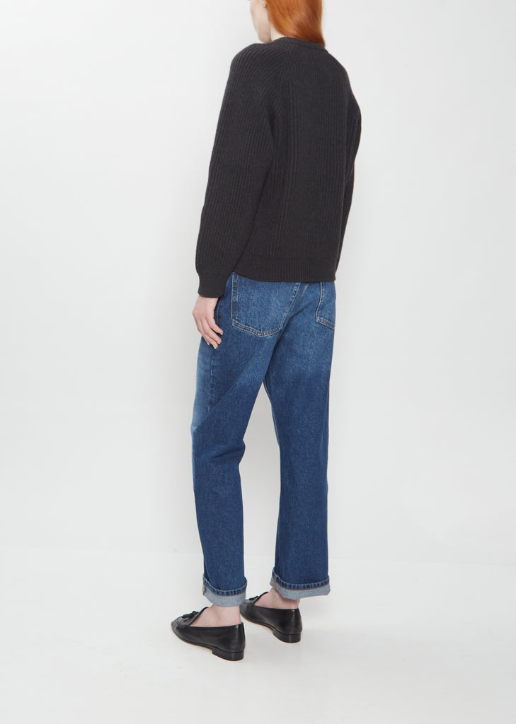 x La Garçonne Marin Fisherman Cashmere Sweater — Dark Grey