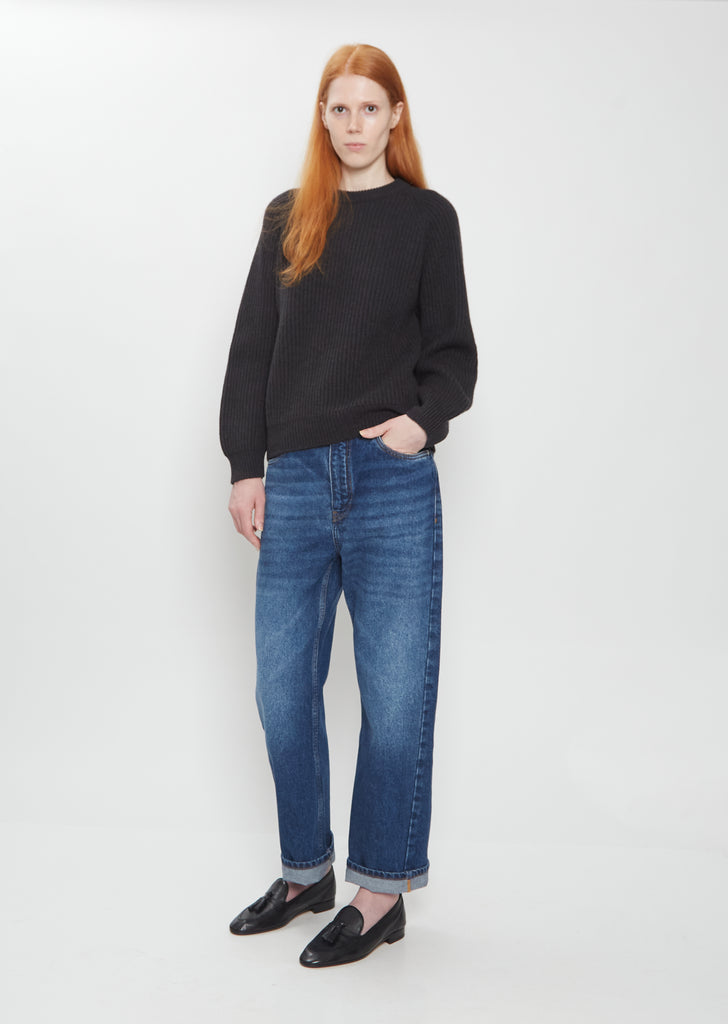 x La Garçonne Marin Fisherman Cashmere Sweater — Dark Grey