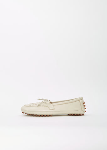 Embroidered Leather Driver Moccasin