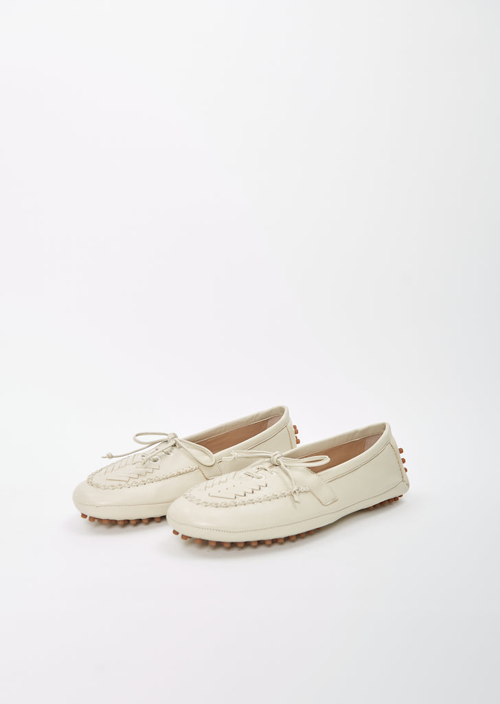 Embroidered Leather Driver Moccasin