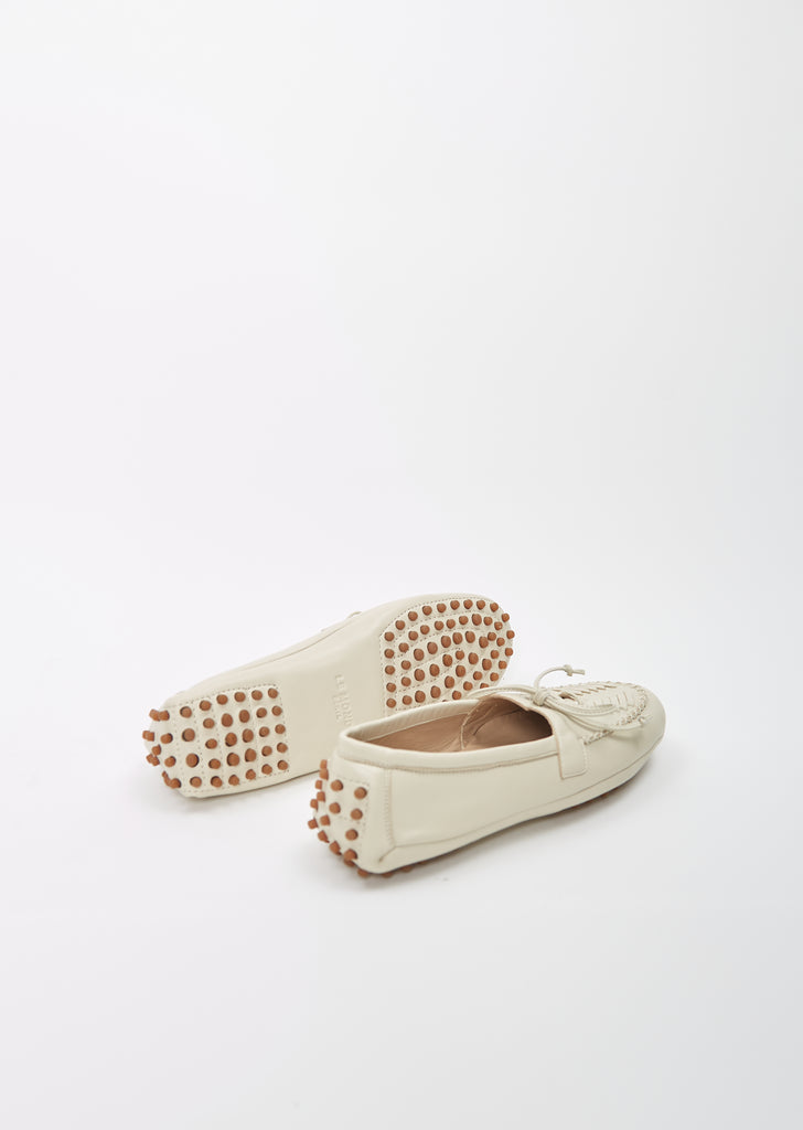 Embroidered Leather Driver Moccasin