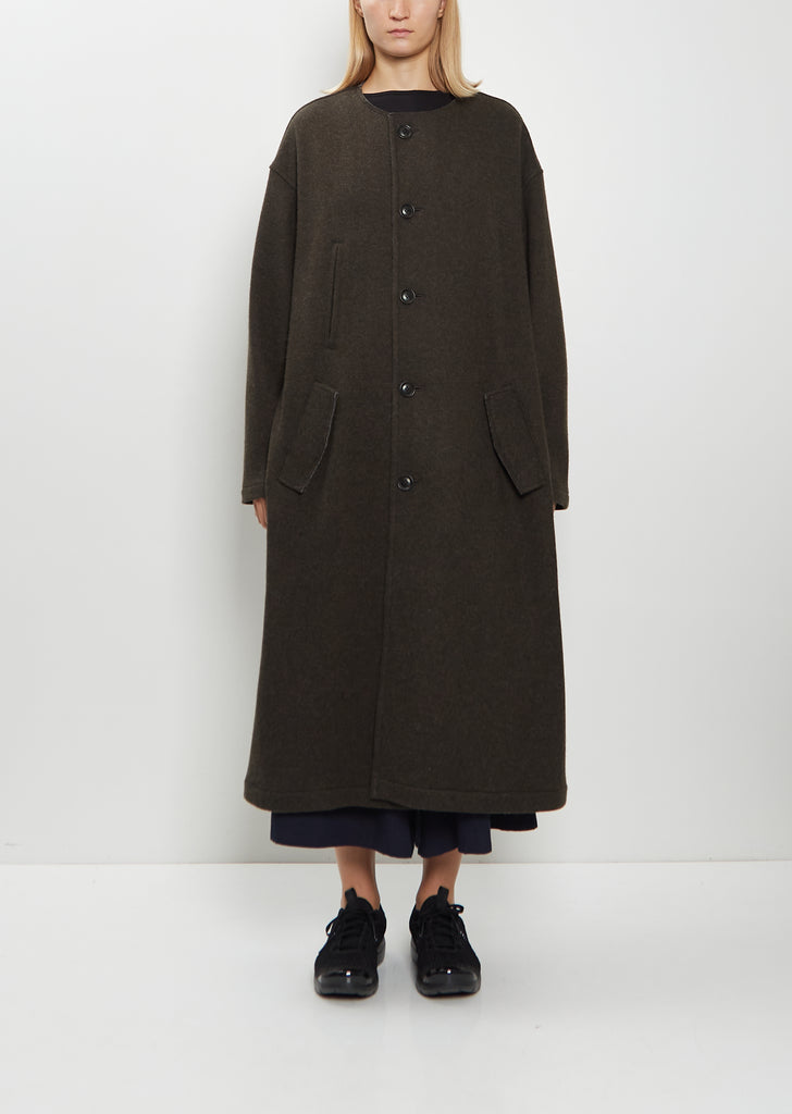 Wool Felt Collarless Coat