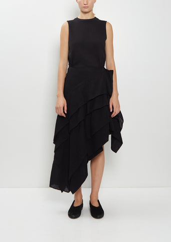 Wool Gauze Asymmetric Skirt