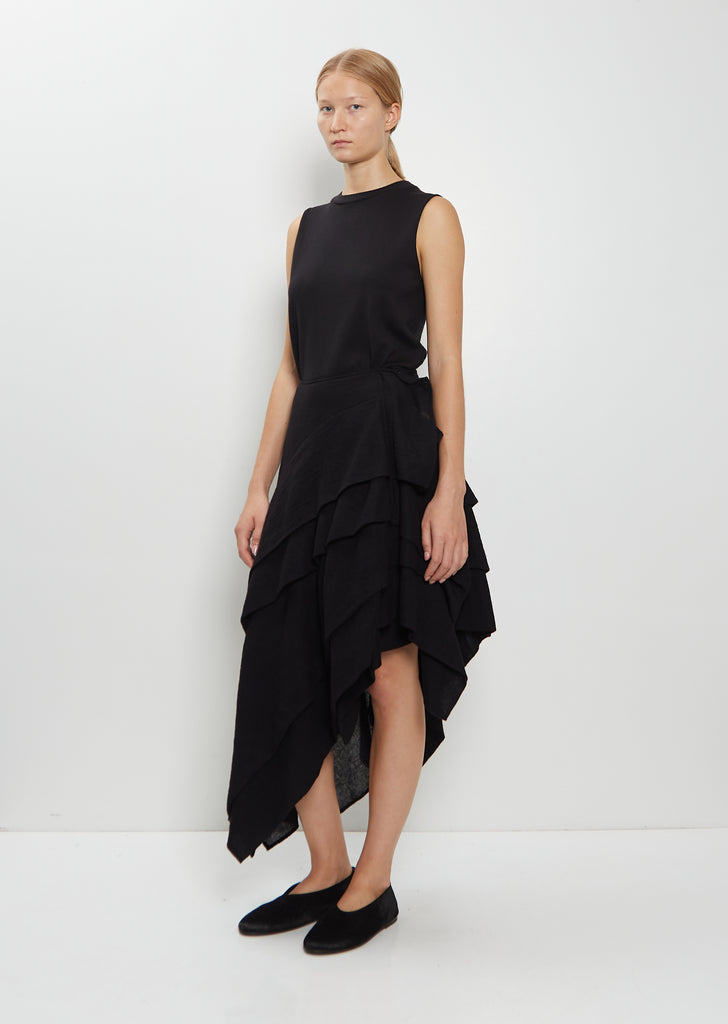 Wool Gauze Asymmetric Skirt