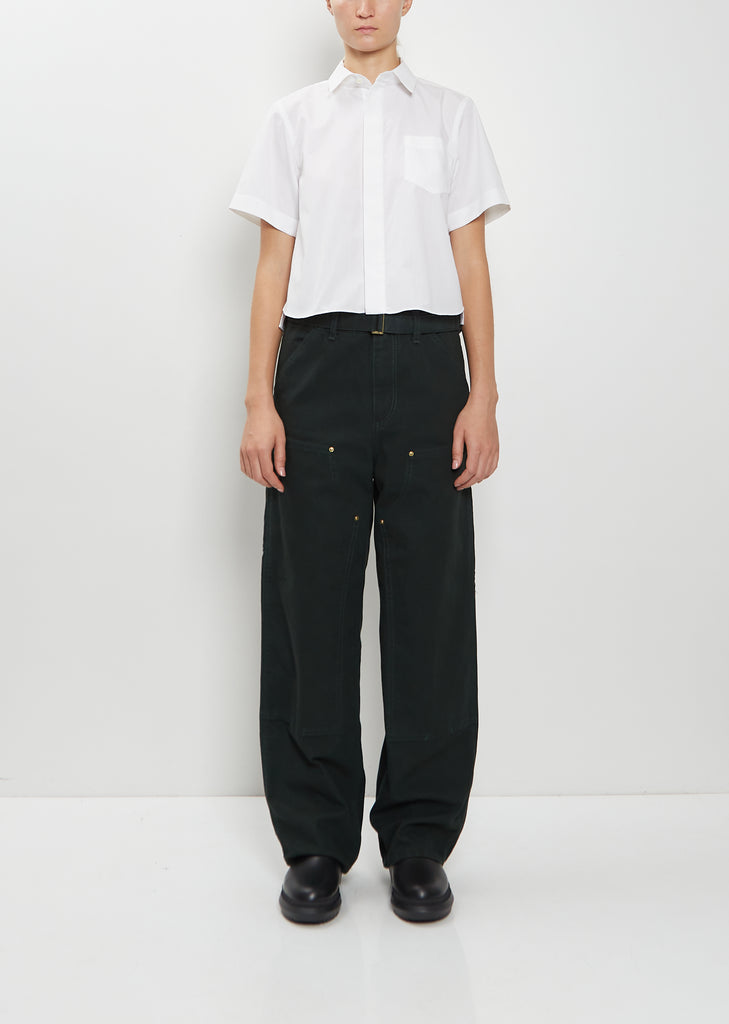 Washed Cotton Canvas Duck Pants — Green