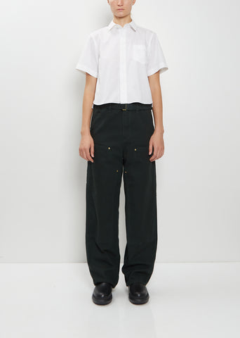 Washed Cotton Canvas Duck Pants — Green