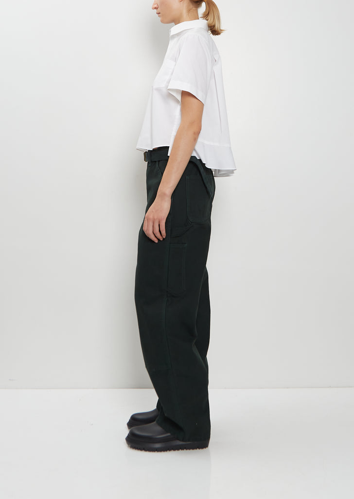 Washed Cotton Canvas Duck Pants — Green