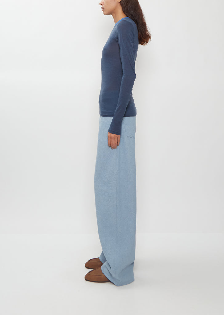 Fluffy Cashmere Nylon Jersey Long Sleeve Tee