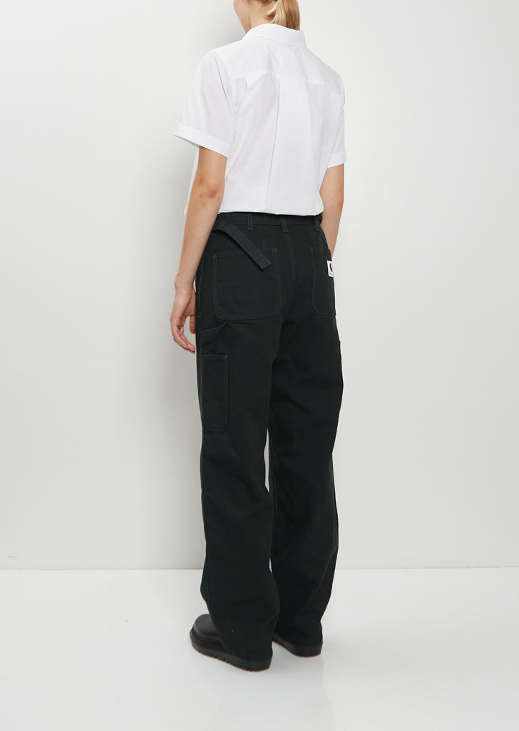 Washed Cotton Canvas Duck Pants — Green
