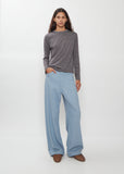 Soft Smooth Wool Stripe Jersey Long Sleeve Tee