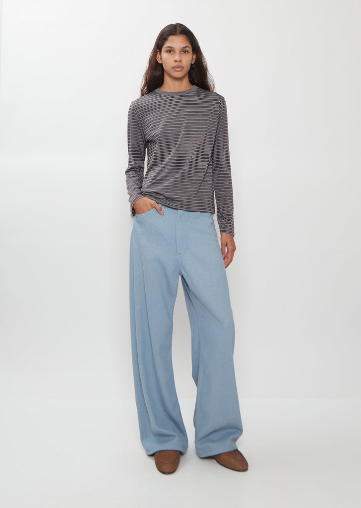Silk Denim 5-Pocket Wide Pants