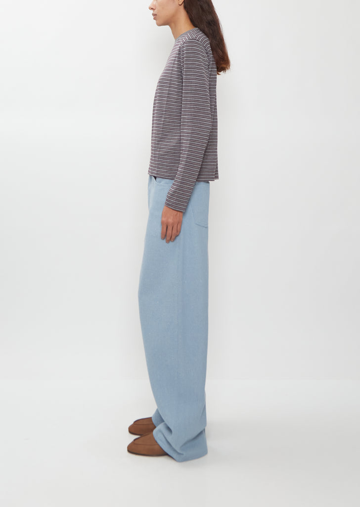 Soft Smooth Wool Stripe Jersey Long Sleeve Tee