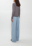 Soft Smooth Wool Stripe Jersey Long Sleeve Tee