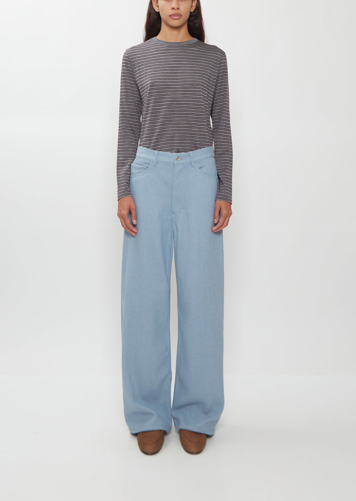 Silk Denim 5-Pocket Wide Pants