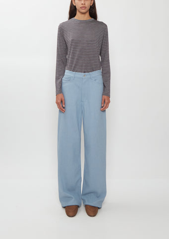 Silk Denim 5-Pocket Wide Pants