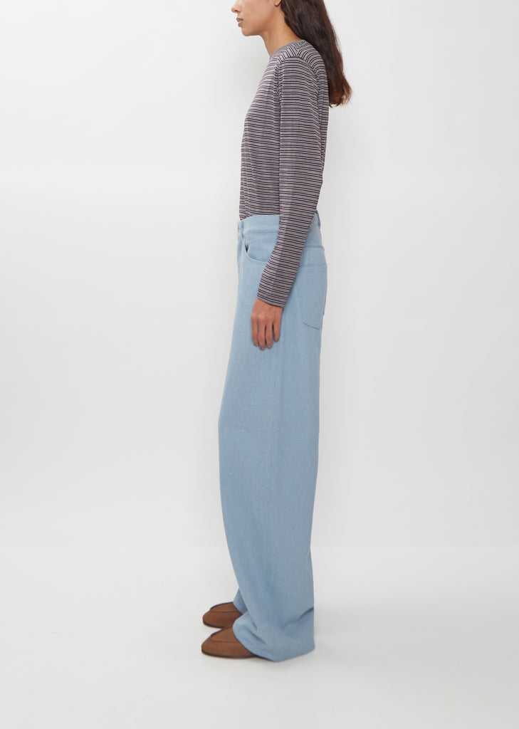 Silk Denim 5-Pocket Wide Pants