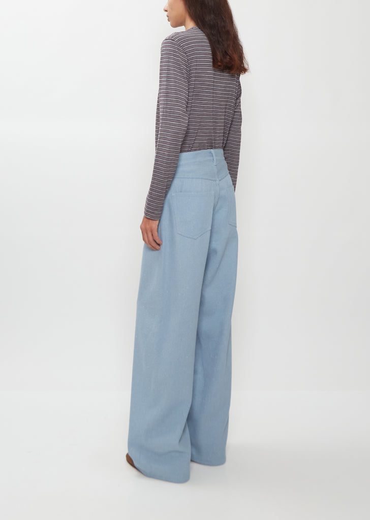 Silk Denim 5-Pocket Wide Pants