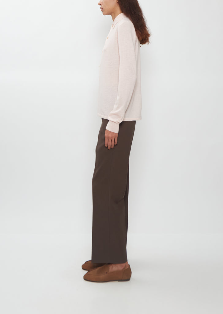 High Gauge Cashmere Shirt Cardigan — Light Pink
