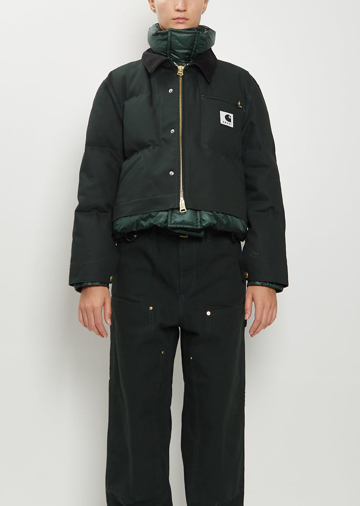 Cotton Canvas Cropped Duck Puffer Jacket