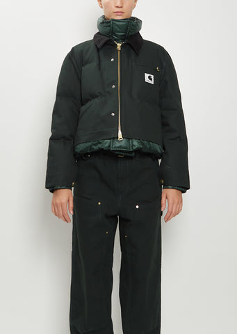 Cotton Canvas Cropped Duck Puffer Jacket