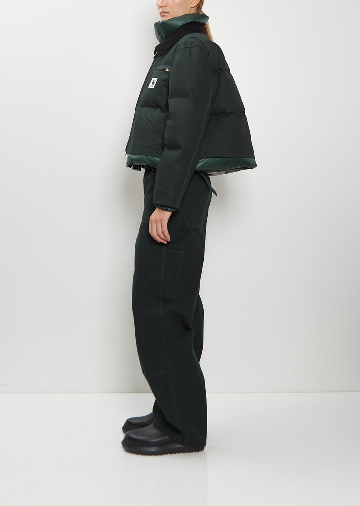 Cotton Canvas Cropped Duck Puffer Jacket