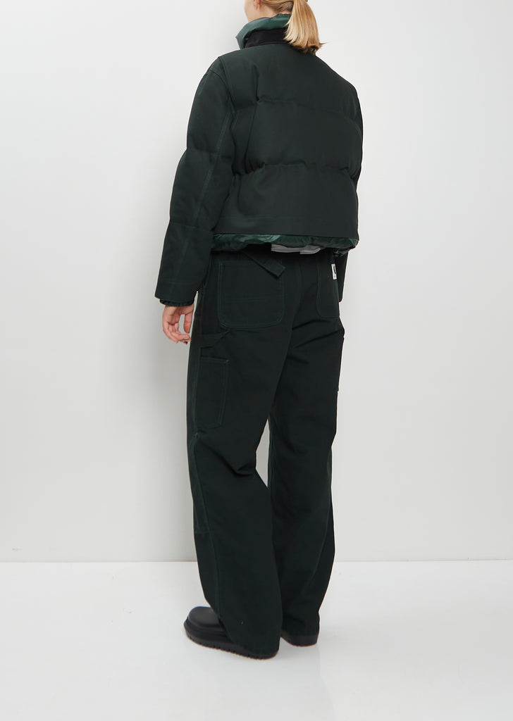 Cotton Canvas Cropped Duck Puffer Jacket