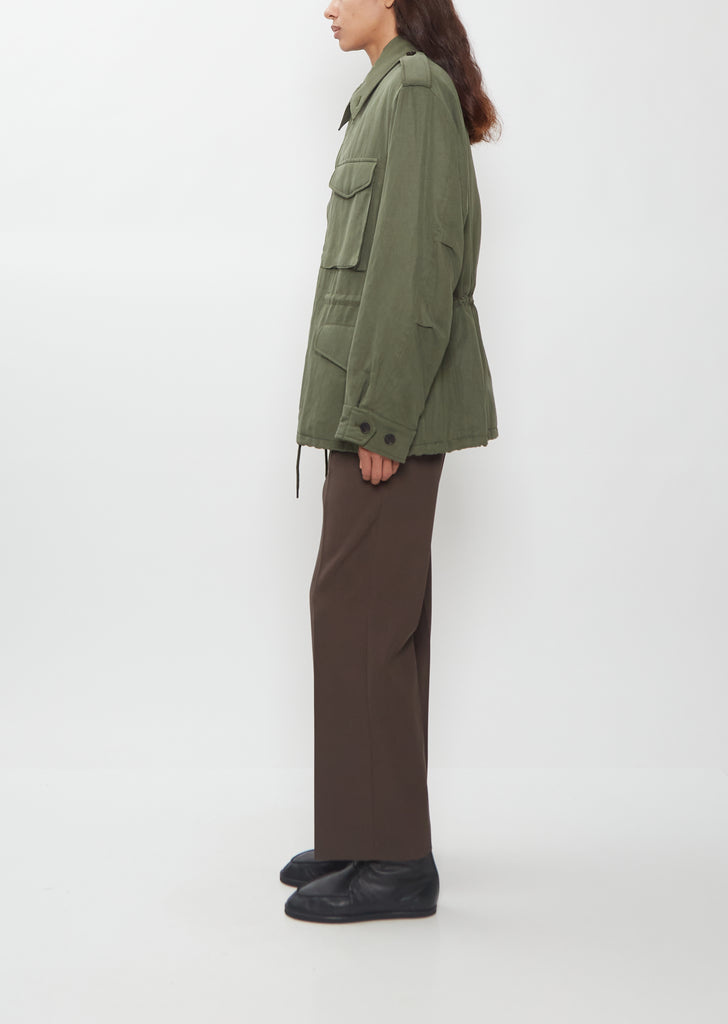 Brushed Silk Linen Padded Blouson