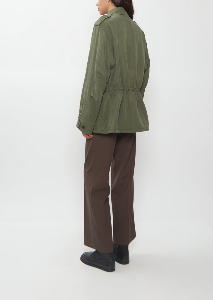 Brushed Silk Linen Padded Blouson