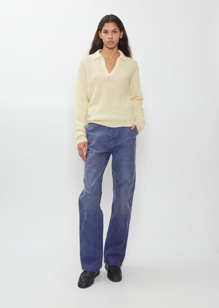 Alpaca Sheer Knit Skipper Polo