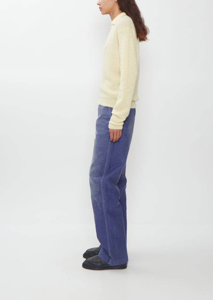 Alpaca Sheer Knit Skipper Polo