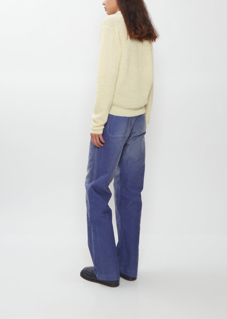 Alpaca Sheer Knit Skipper Polo