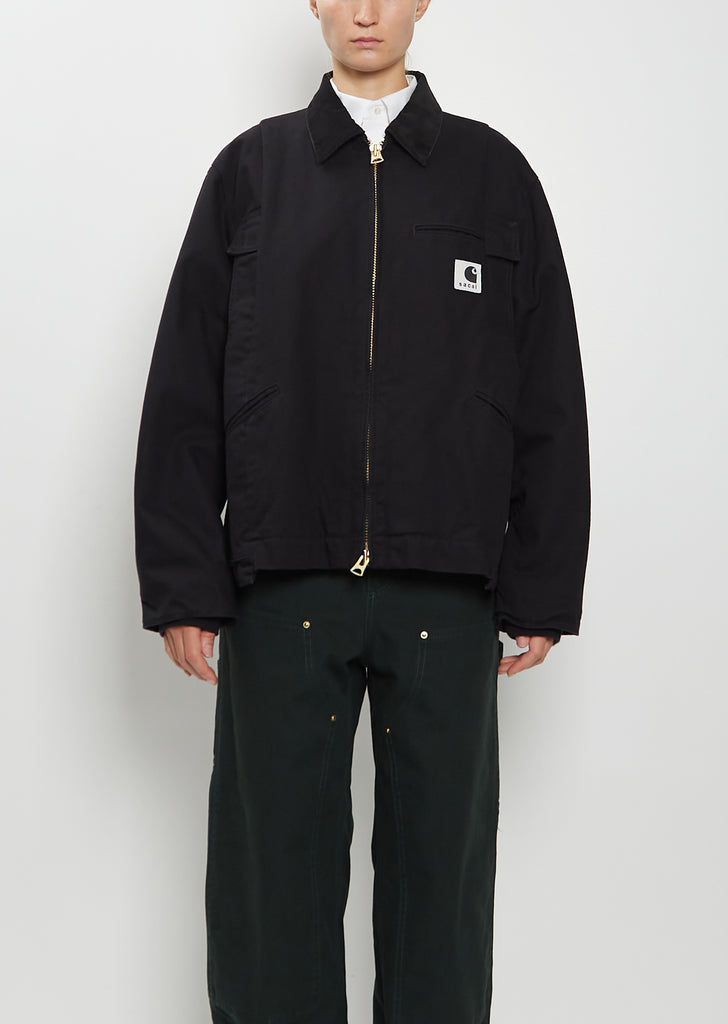 Washed Cotton Canvas Duck Jacket — Black
