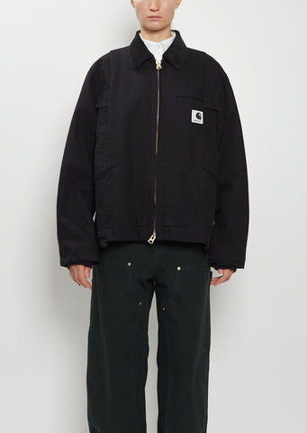 Washed Cotton Canvas Duck Jacket — Black