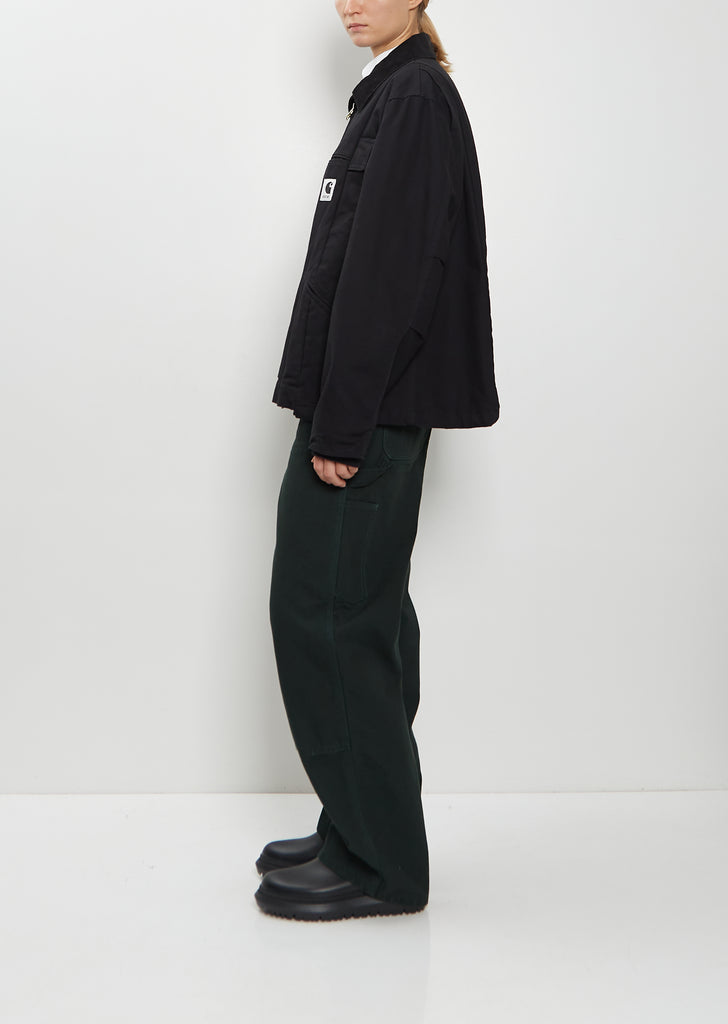Washed Cotton Canvas Duck Jacket — Black