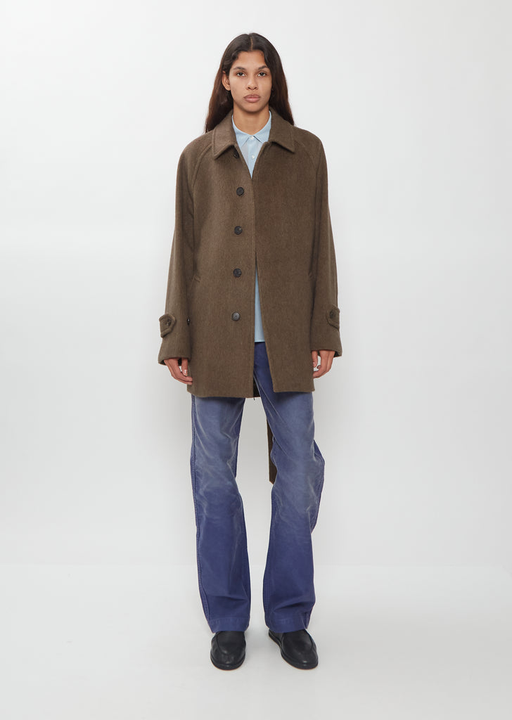 Hairy Wool Mohair Chambray Soutien Collar Coat