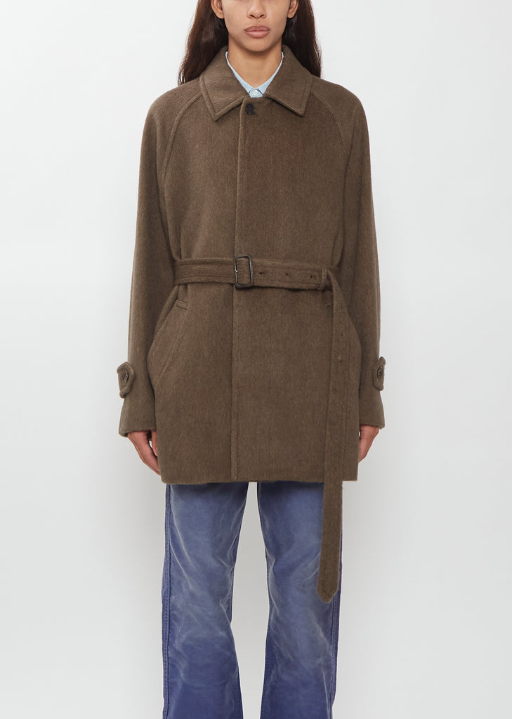 Hairy Wool Mohair Chambray Soutien Collar Coat